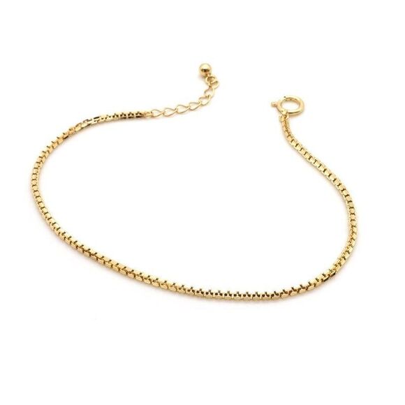 Box Chain Bracelet 18K Solid Gold